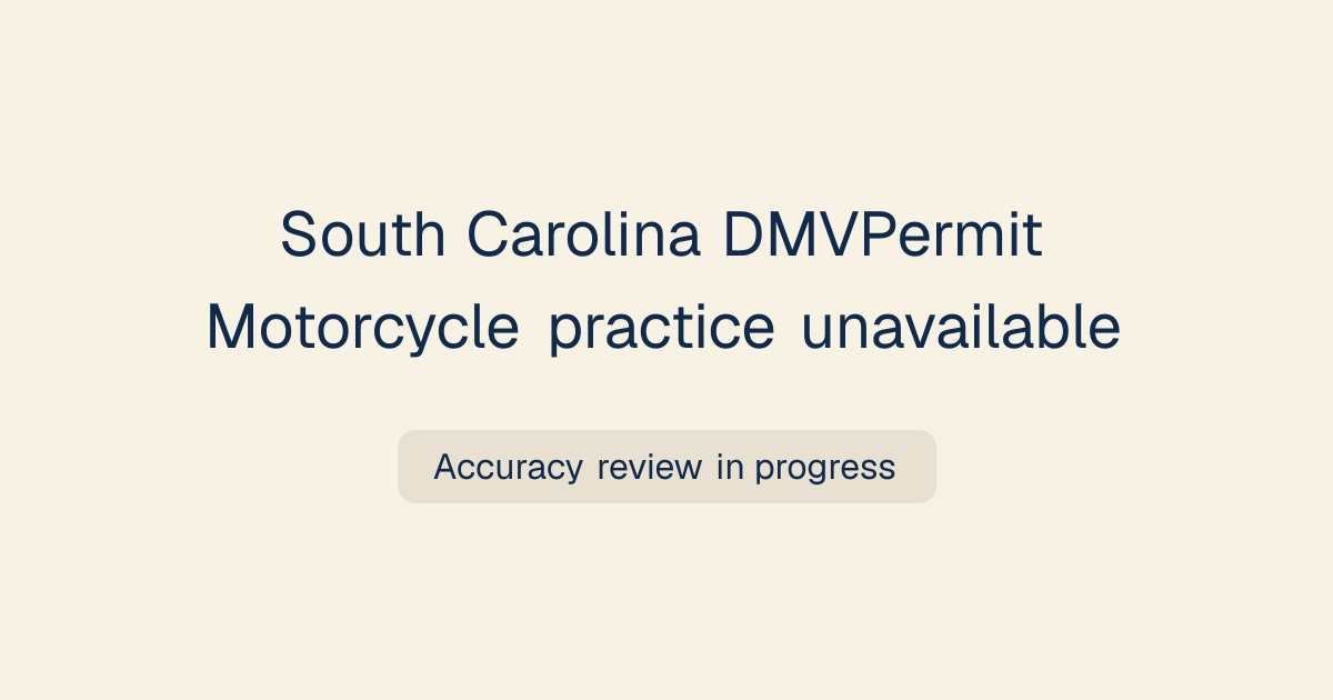 South Carolina Motorcycle Permit Test 2026 — Free Practice