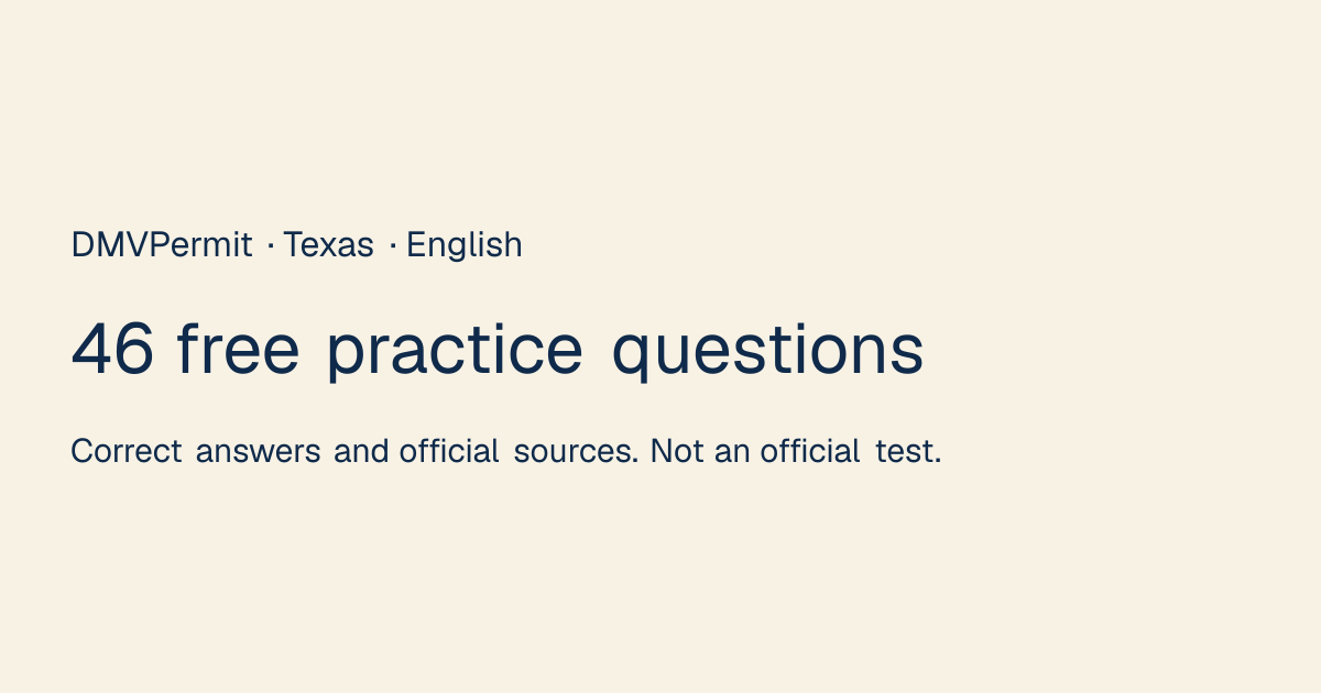 Free Texas DMV Permit Practice Test 2026 | TX